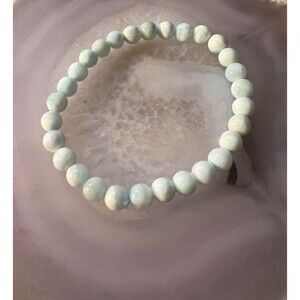 Beautiful Genuine Larimar Beaded Stretch Bracelet - 6.5 mm